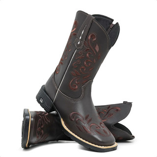 Bota Texana Couro Feminina Laser Glitter
