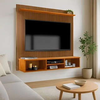 Painel de Parede para TV de 50 Polegadas com Design Ripado