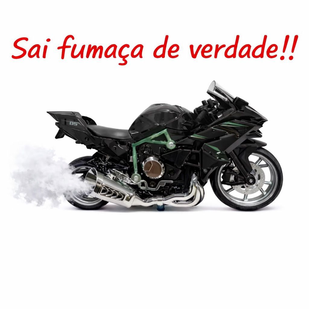Moto Fumaça Carro Realista Esportiva Miniatura com Luz Som Fumaça no Escapamento Brinquedo Colecionar A Pilha Diversão