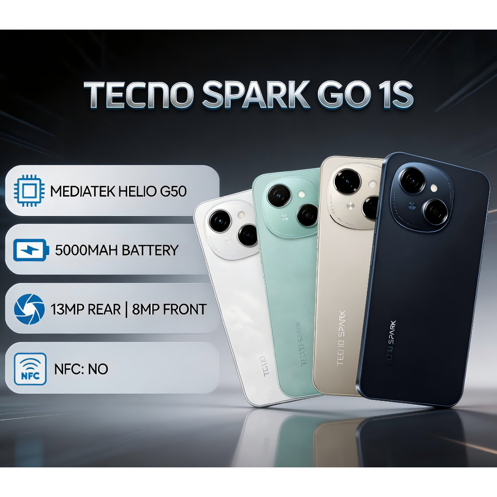 Tecno Spark Go 1S 4G 3GB+64GB Smartphone Bateria 5000mAh Tela Grande Versão Global Dual SIM Android Celular Desbloqueado