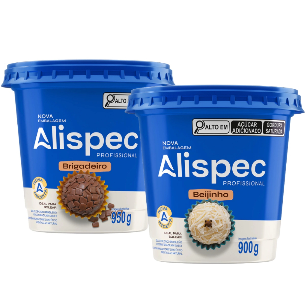 Kit Brigadeiro 950g e Beijinho 900g Alispec Confeitaria Alto Rendimento