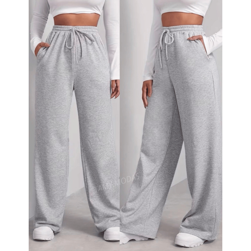 Calça Pantalona Feminina Lanzinha Cintura Alta Moda Inverno Tendencia- PROMOÇÃO
