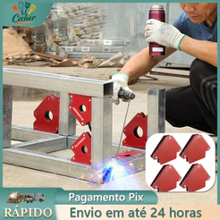 Kit 4 Esquadro Magnético Para Solda Imã 12 kg 25 LBS Ângulo 45° 90° 135° 180°