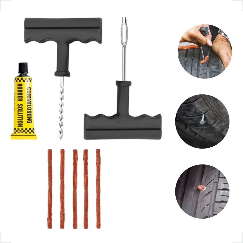 Kit Reparo De Pneu Para Carro/ Moto Pneu Furado Conserto 8 Pçs em Oferta na Shopee