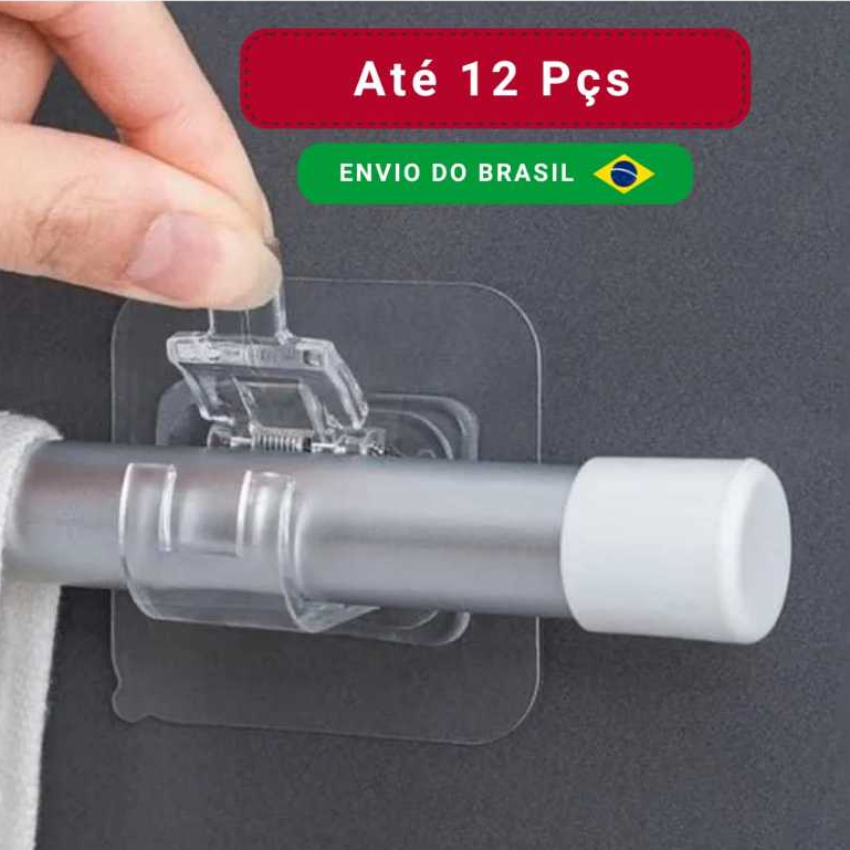 Kit 1 à 12 Ganchos Adesivos para Varão de Cortina Suporte Bastão sem Furar a Parede no