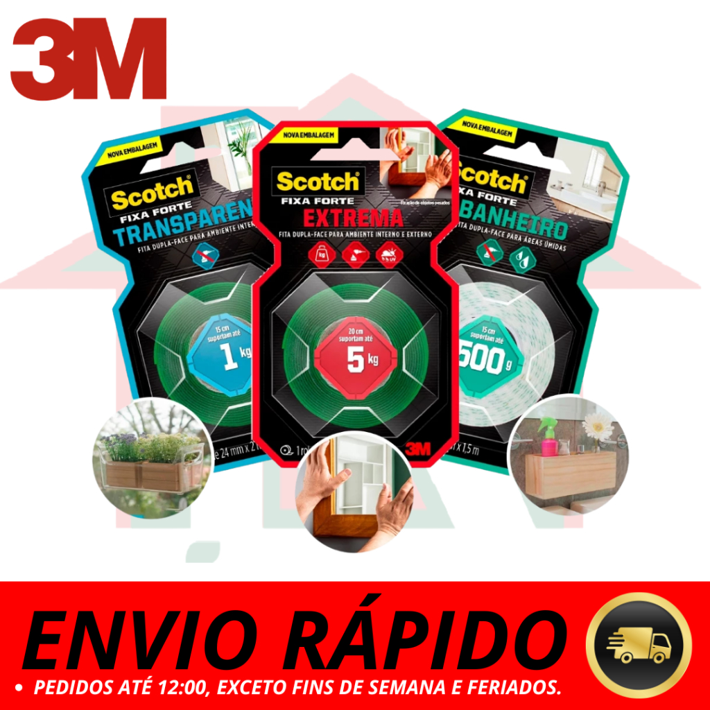 Fita Dupla Face 3M Original Extrema Fixa Forte  24X2 19X2 12X2 Fixa Quadro Espelhos em Oferta na Shopee