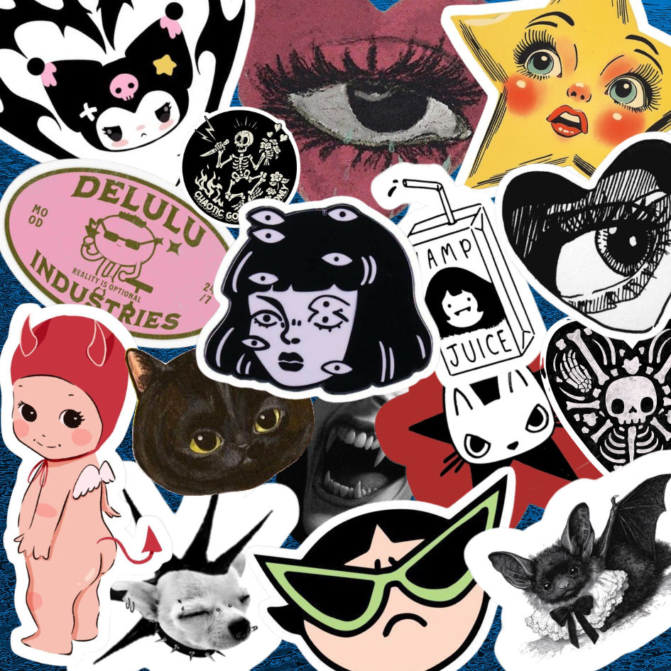 Pack 16 Adesivos Premium Aesthetic Gothic Coquette Alt Vibes Kindle Journal BuJo Notebook Garrafa À Prova D’Água