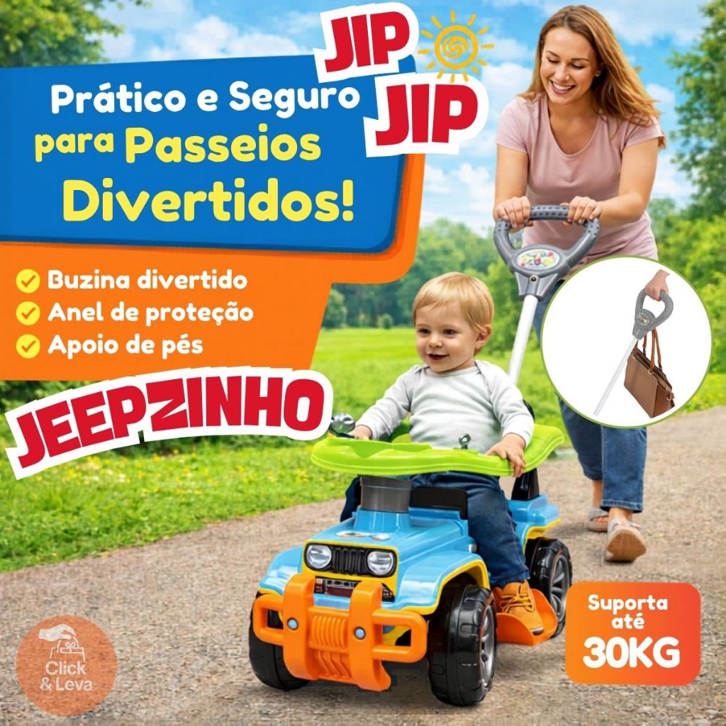 Carrinho Passeio Infantil Criança Jeepe Jipe Jip Jip Quadriciclo Menina Menino Haste Empurrador Andador Crianças Maral