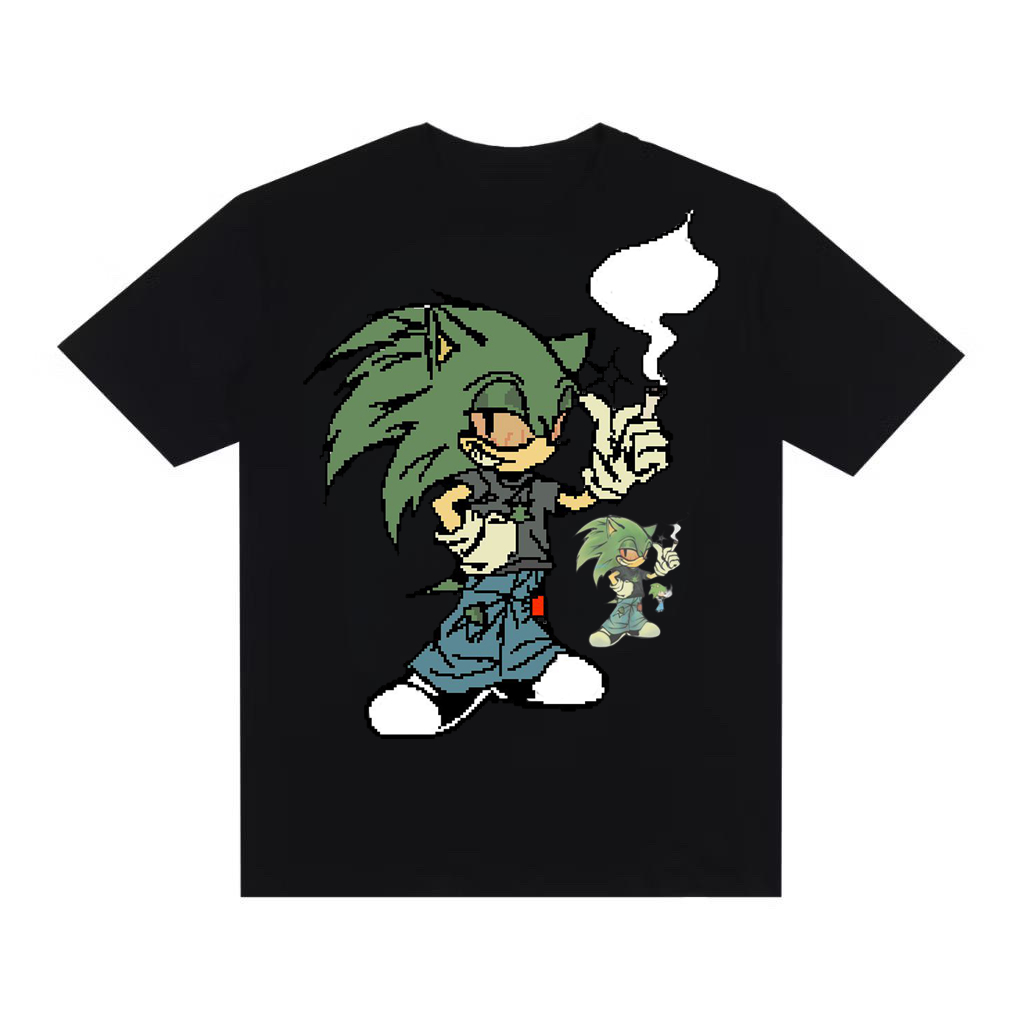 Camiseta Streetwear "Sonic 4i20" Camisa Over Estilosa Larga Hip Hop Rap Alternativa Unissex Premium Algodão Y2K Gótica