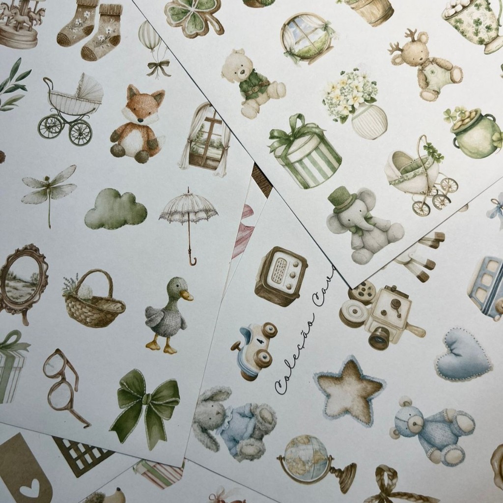 Adesivos Fofos Scrapbook Planner Agenda Caderno Papelaria Cute Cartela Scrapbook  Artesanato DIY