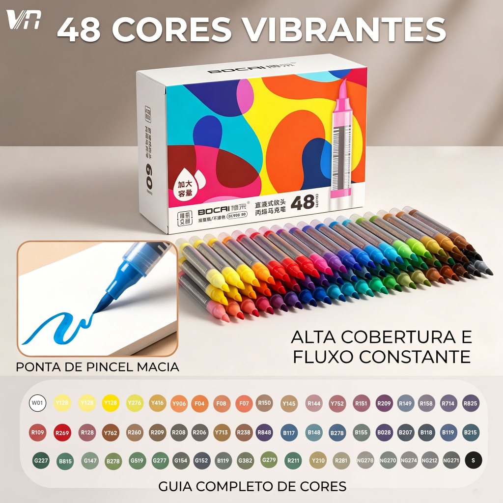 Kit Brush Pens Ponta Pincel 12 a 48 Cores Lettering Caligrafia Pintura para Relaxar Aliviar Stress