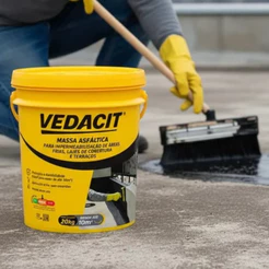 Massa Asfáltica Vedacit Impermeabilização de Áreas Frias 20Kg Massa Asfáltica Lajes Coberturas Terraços Pequenos Reparos