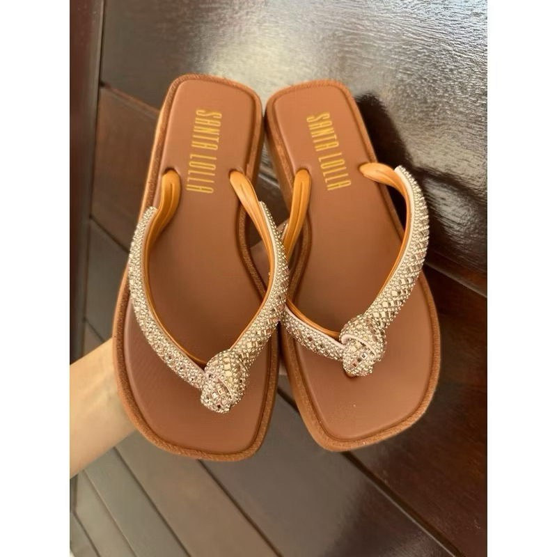 Chinelo Rasteirinha Feminina Tiras Brilho Strass Elegante e Casual Sem Marca