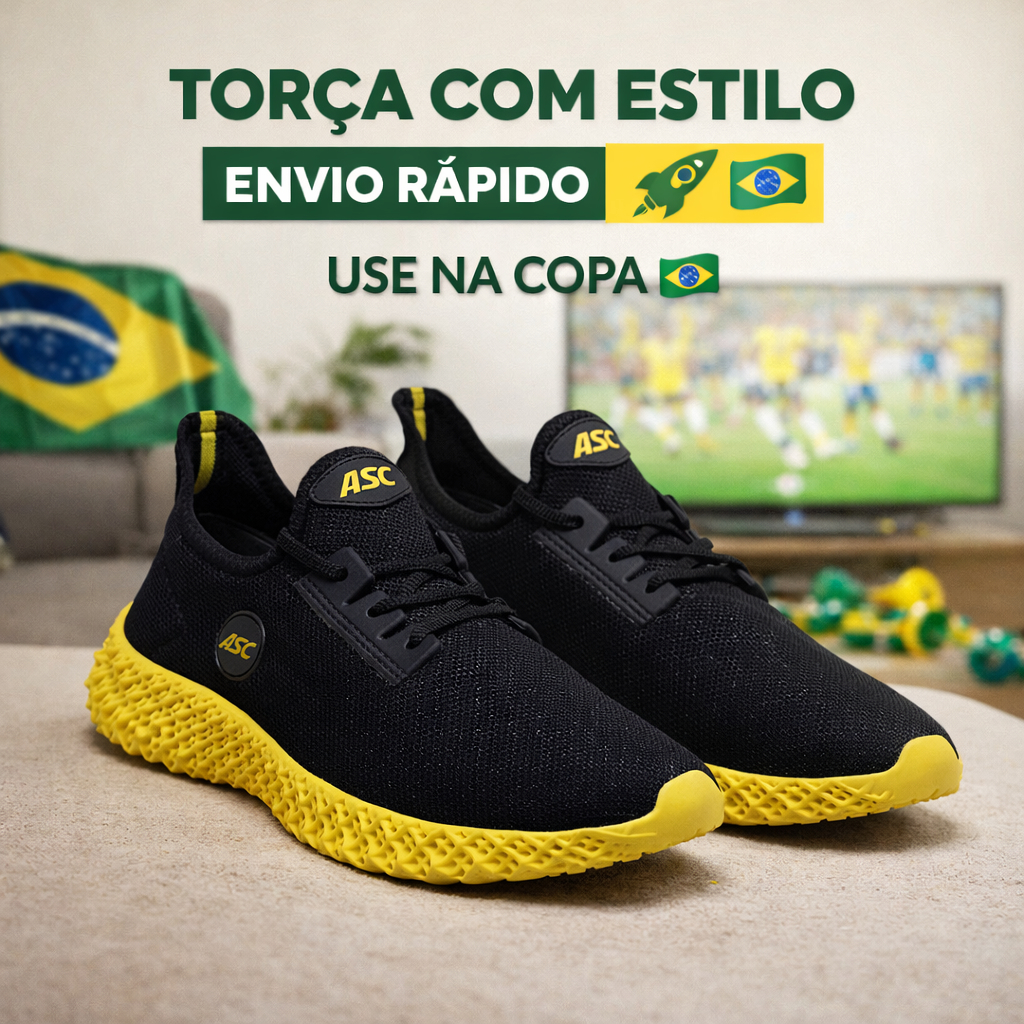 Tênis Unissex para Copa do Mundo Amarelo Para Público Feminino e Masculino Para Academia Para Crossfit