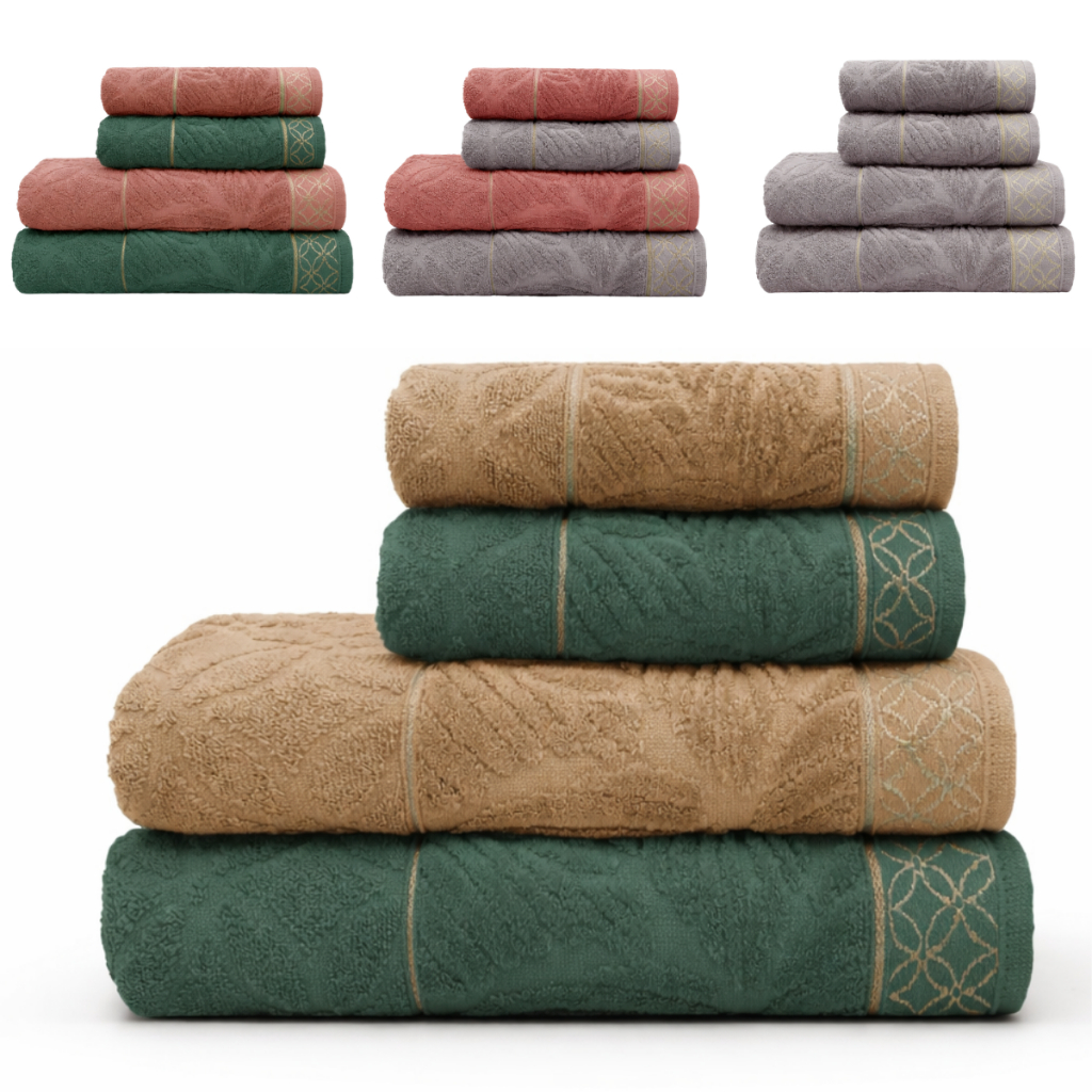 Kit 2 Toalha de Banho e 2 Toalha de Rosto Nativa Appel Grossa 100% Algodão e Macia 420g/m²