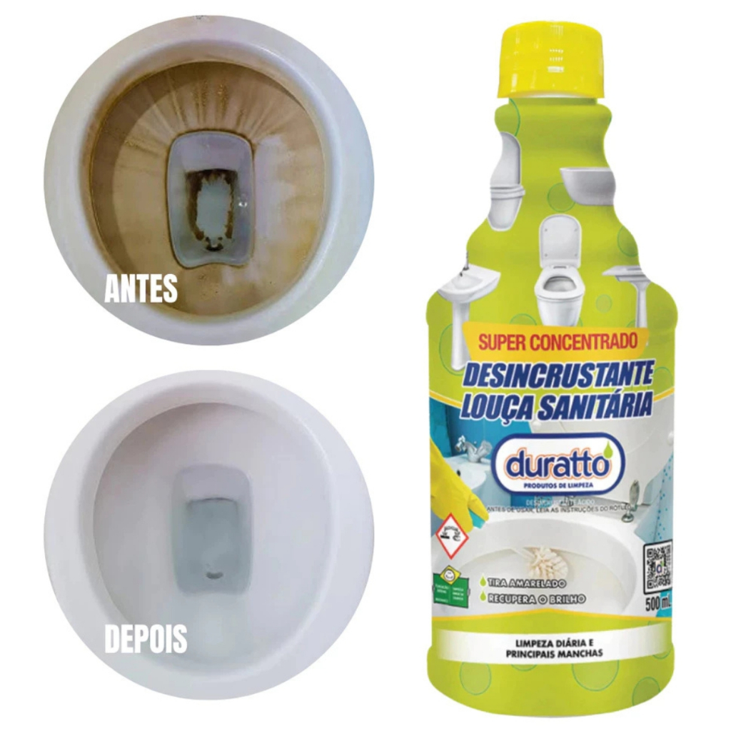 Desincrustrante Louça Sanitária 500ML Duratto Tira Manchas Vasos Pias Concentrado