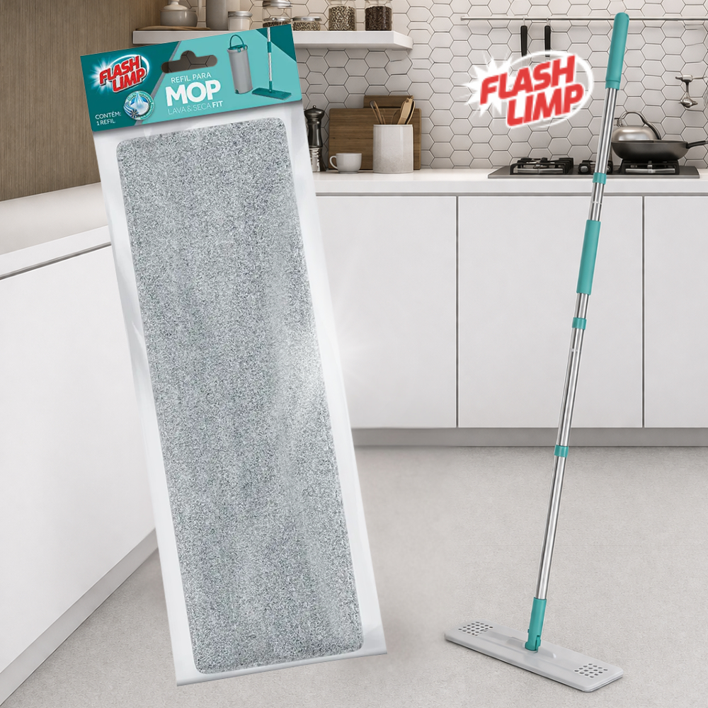 Refil Mop Lava Seca Flash Limp Limpeza Casa Sujeira Poeira Mancha Janela Boxe Banheiro RMOP 6088