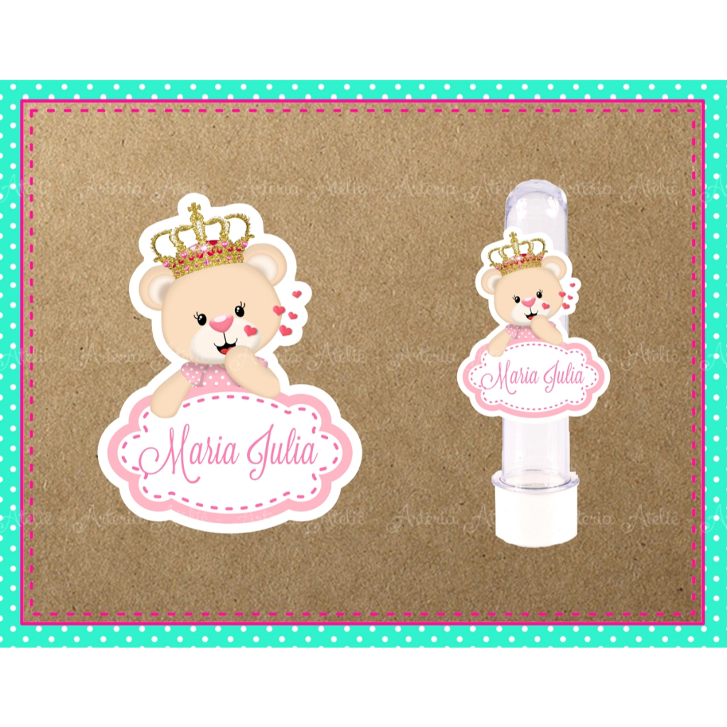 20 Aplique Tubete Lembrancinha Caixa Personalizados Festa Chá Revelação bebê Urso Ursinho Rosa e azul ursinha princesa