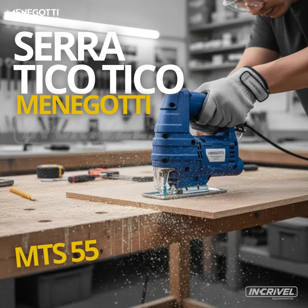 Serra Tico Tico Profissional 220v Potencia 400W Lâmina 80mm Potente Menegotti Madeiras Metais
