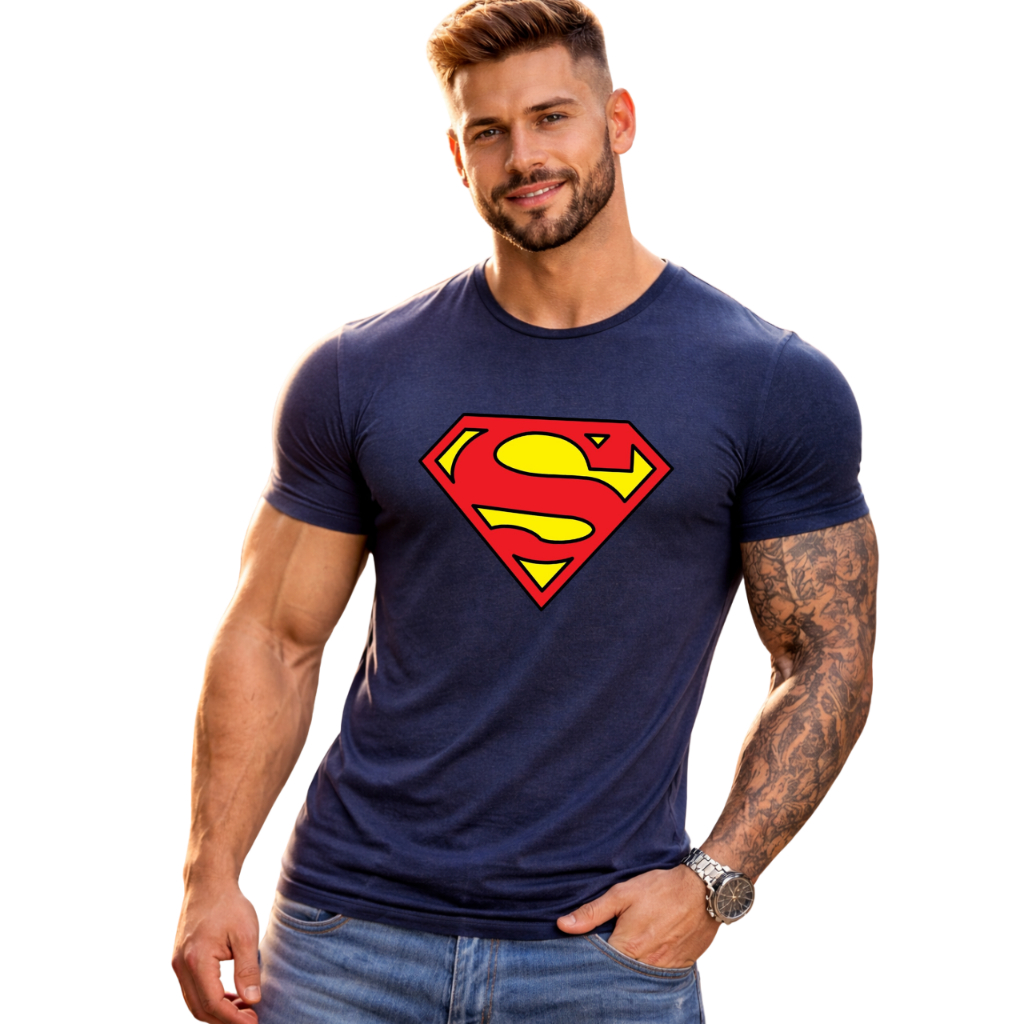 Camiseta Superman  Masculina Personalizada Camisa Super Homem Algodão P ao GG Super Herois Tendencia