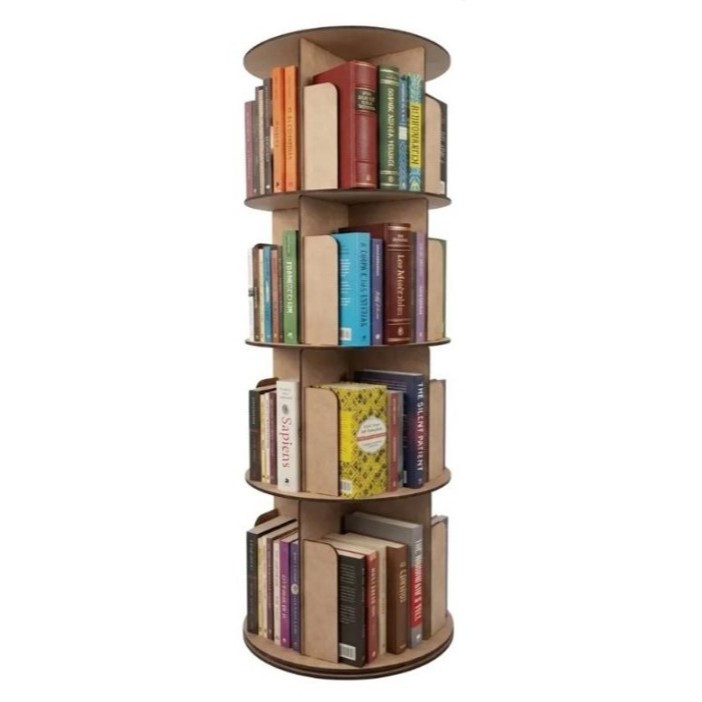 Estante Porta Livros Redonda Giratória 1,20m MDF