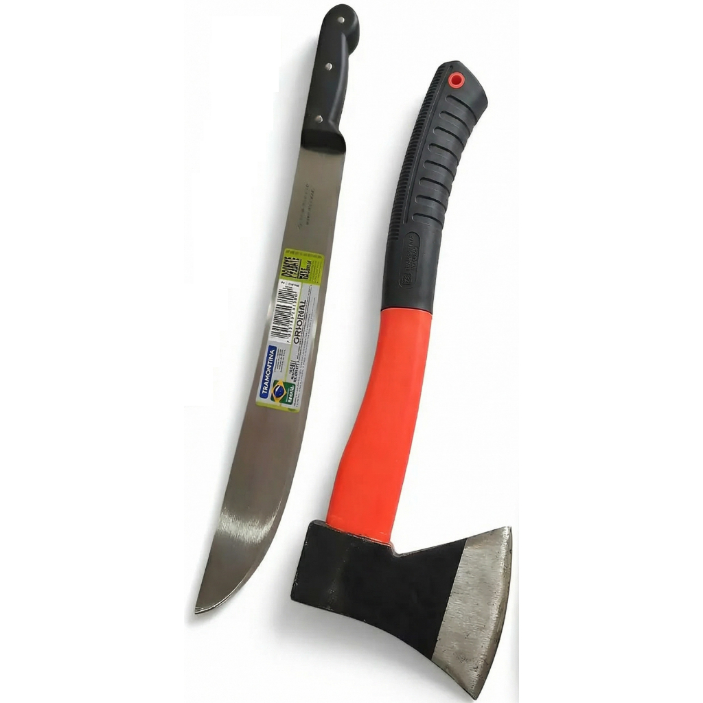 Facão Tramontina 12'' + Machadinha Machado Para Lenhador Mato, Cana, Galhos, Jardinagem Jardim