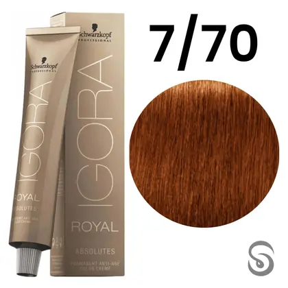 Schwarzkopf Igora Royal Absolutes Coloração 7.70 Louro Médio Cobre Natural 60g