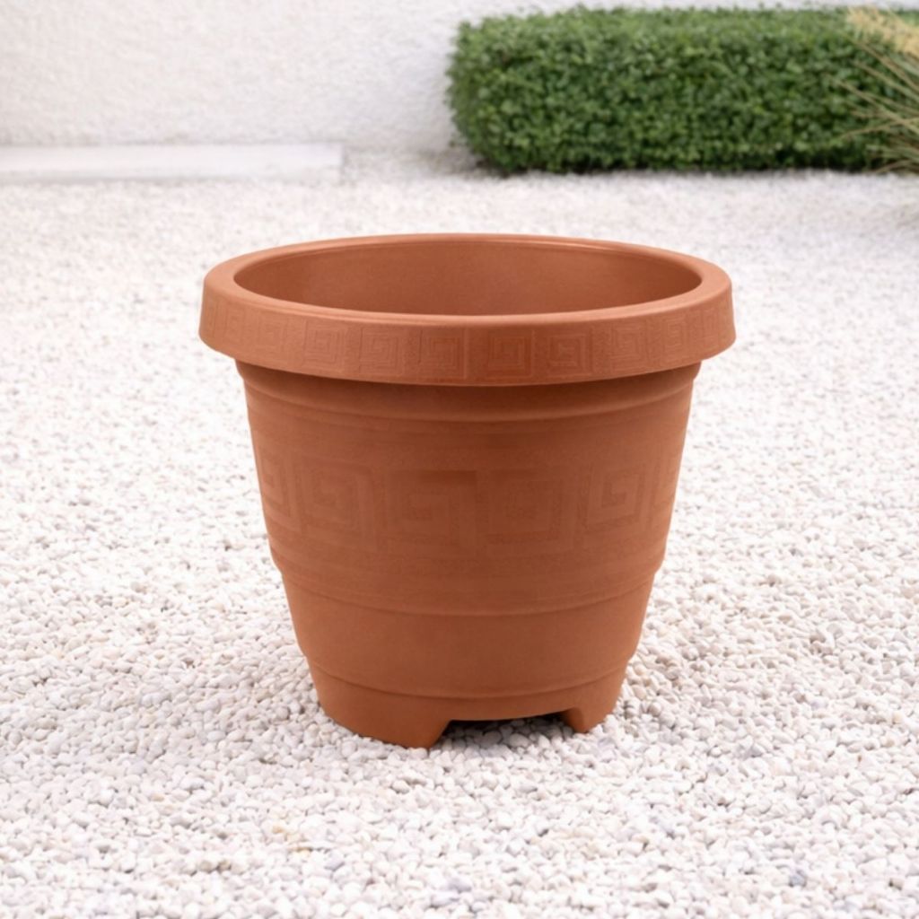 Kit 6 Vaso Redondo EG 26L Preto Terracota Café Areia Para Plantas Jardim Decorativo Grande Resistente Multiuso Exterior