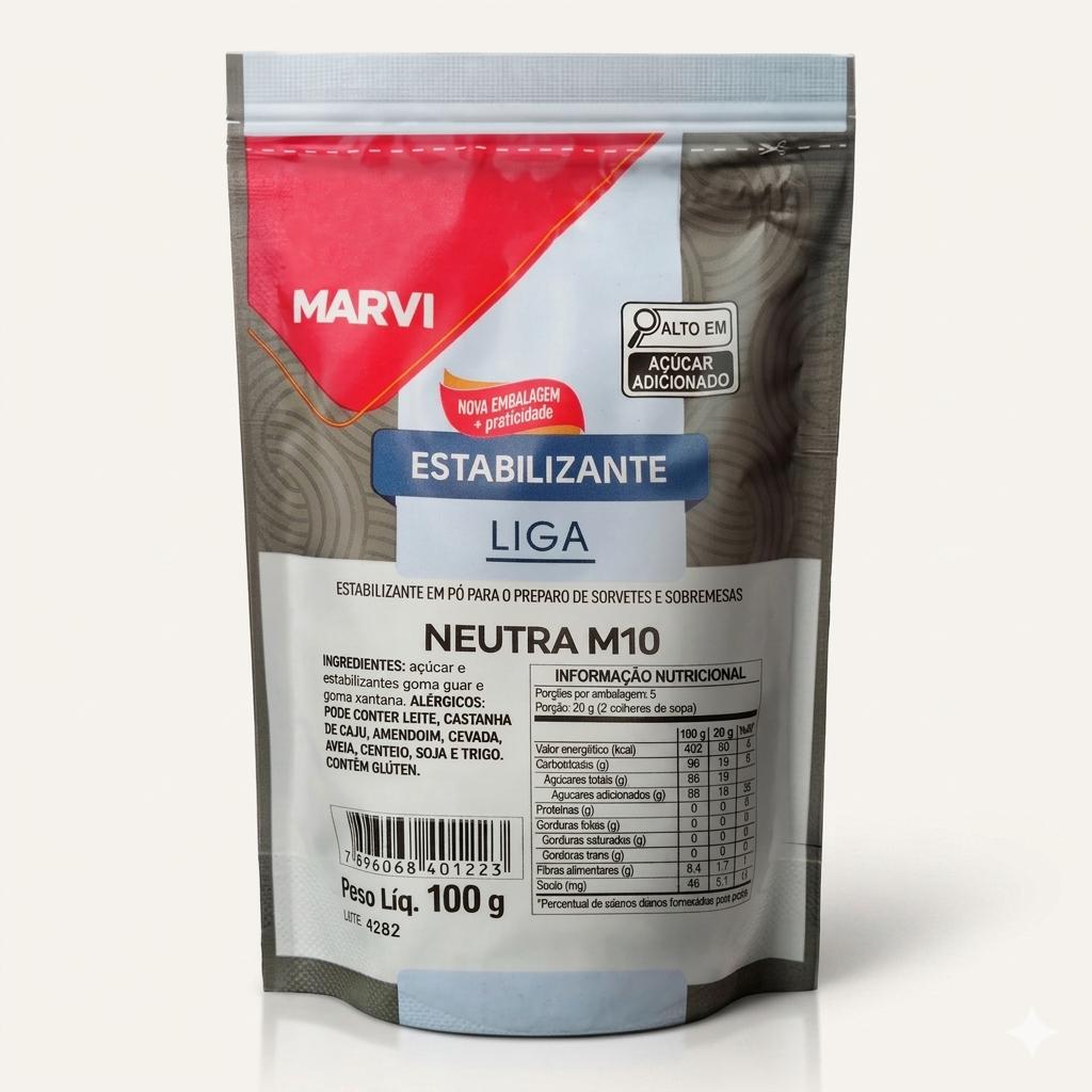 Liga Neutra Estabilizante Para Sorvetes e Sobremesas 100g Marvi