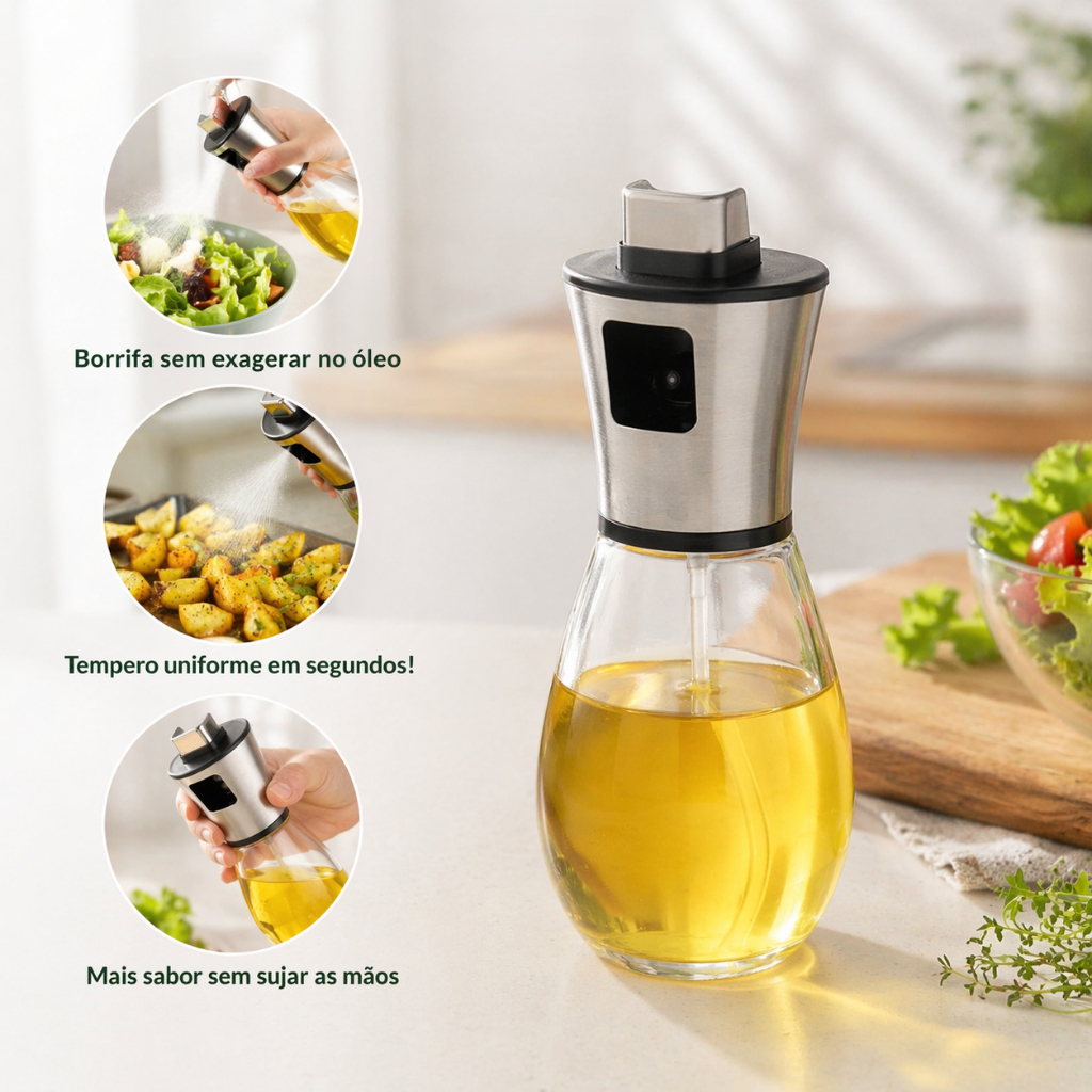 Galheteiro Spray Vidro Para Óleo Vinagre Temperos Dosador Cozinha Prático Achadinhos