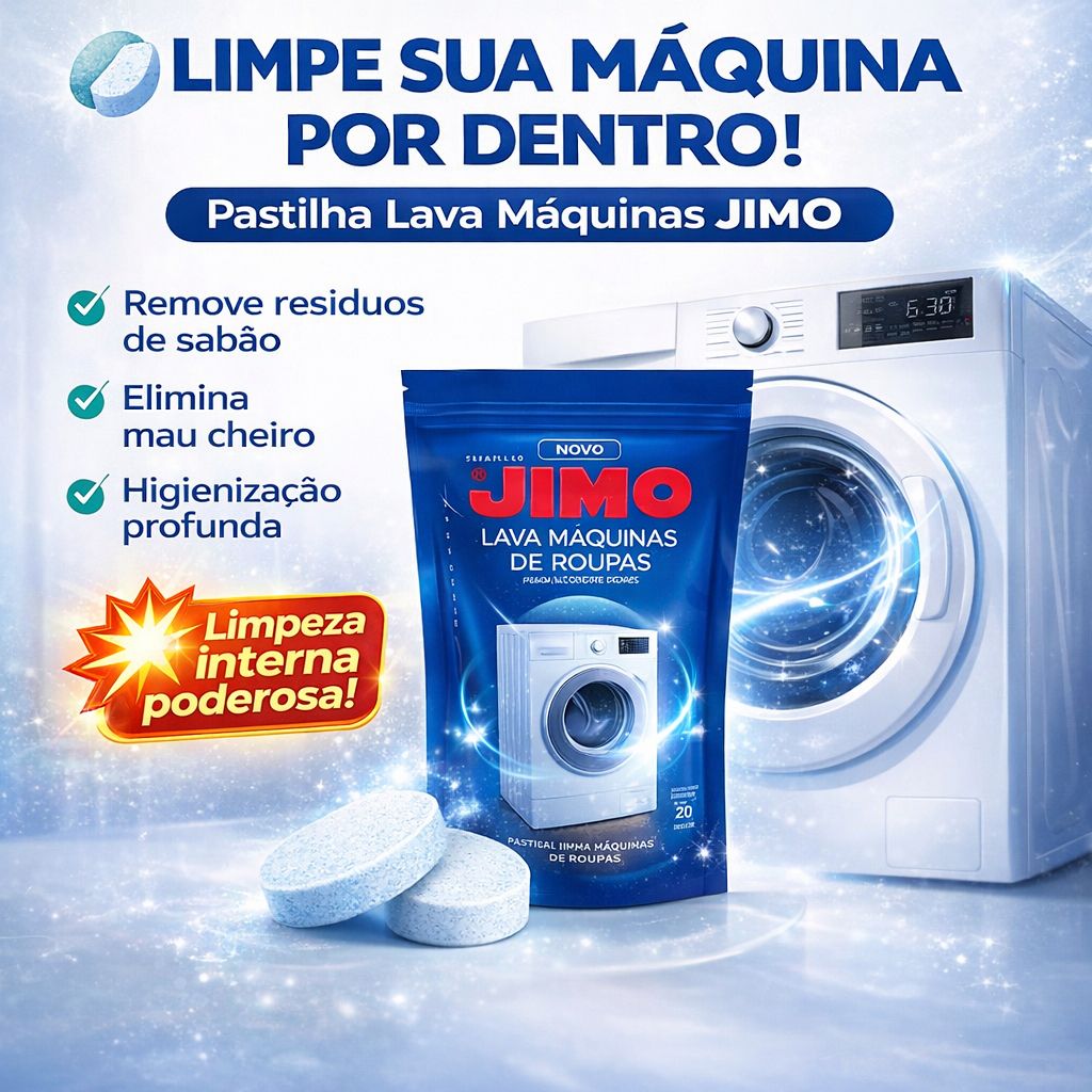 Pastilha Jimo Limpa Máquina de Lavar – Higieniza, Remove Odores e Limpeza Profunda