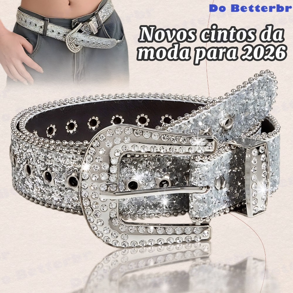 Cintos Góticos De Rhinestone De Couro De PU Cowboy Ocidental Y2K Moda Para Meninas Jeans Cinto de temperamento em Oferta na Shopee