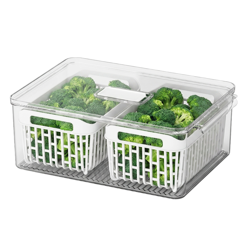 Organizador de Geladeira com 2 Cestos 6,7 Litros Coza Dry Cristal