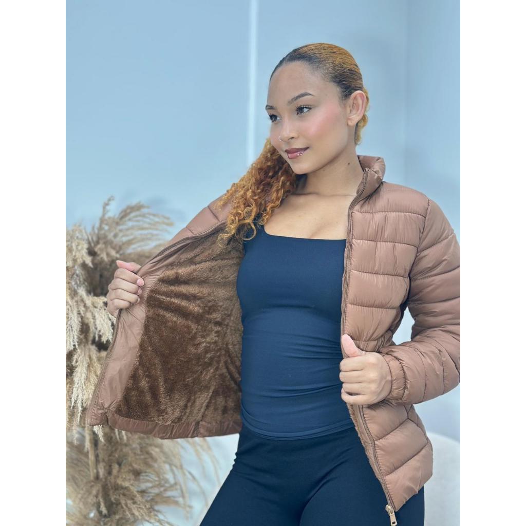 Jaqueta Bobojaco Feminina Peluciada Sem Capuz Inverno Quentinha Puffer Premium 1002306