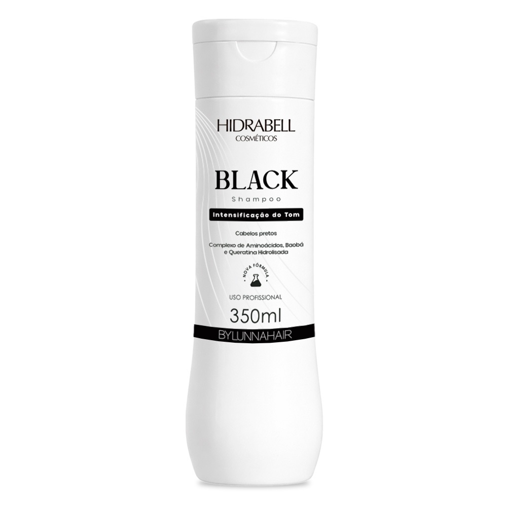 Shampoo Escurecedor Cabelos Brancos Intensificador Preto Black Efeito 100% Natural 350ml Hidrabell