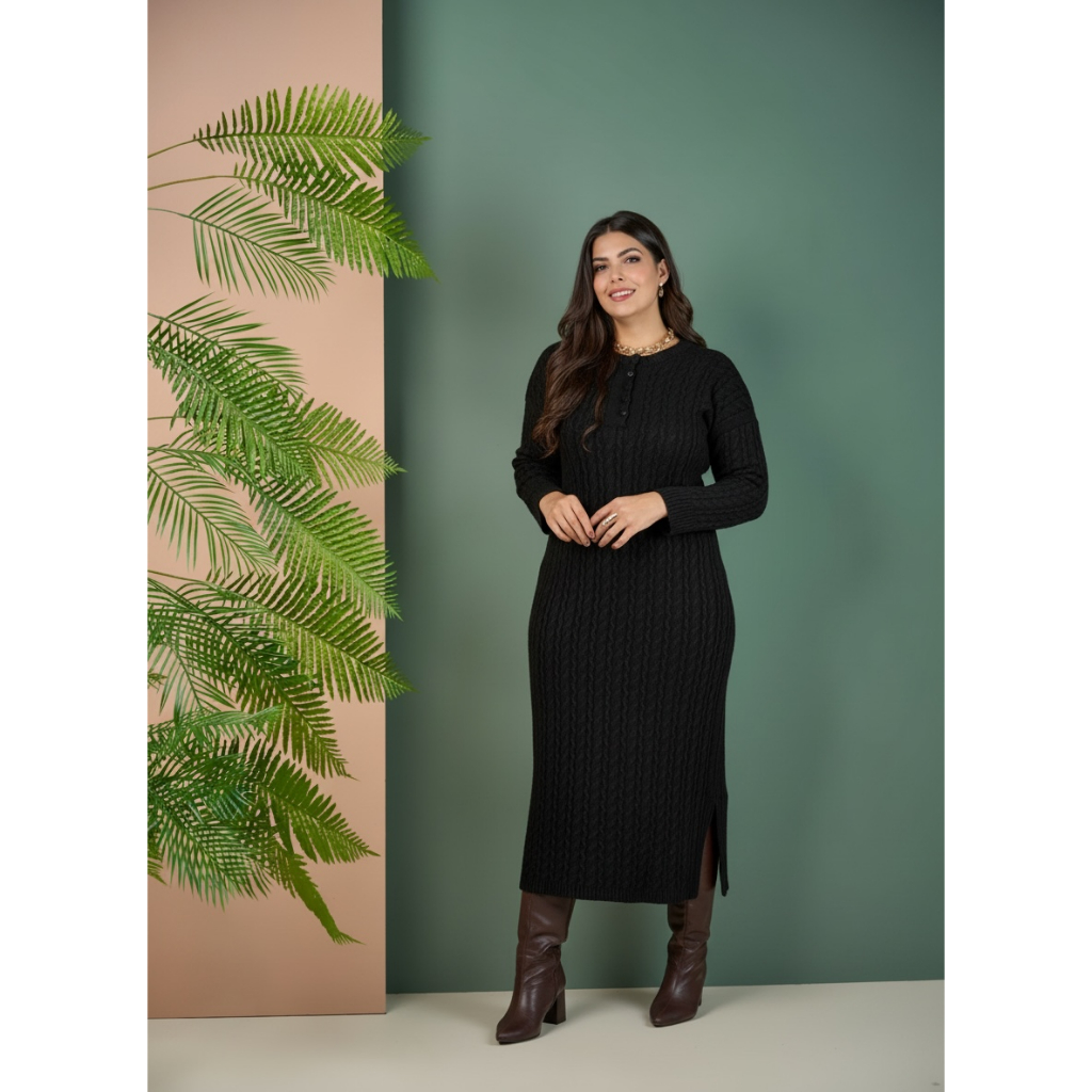Vestido Feminino Plus Size Longo Casual Moderno Sem Bolso