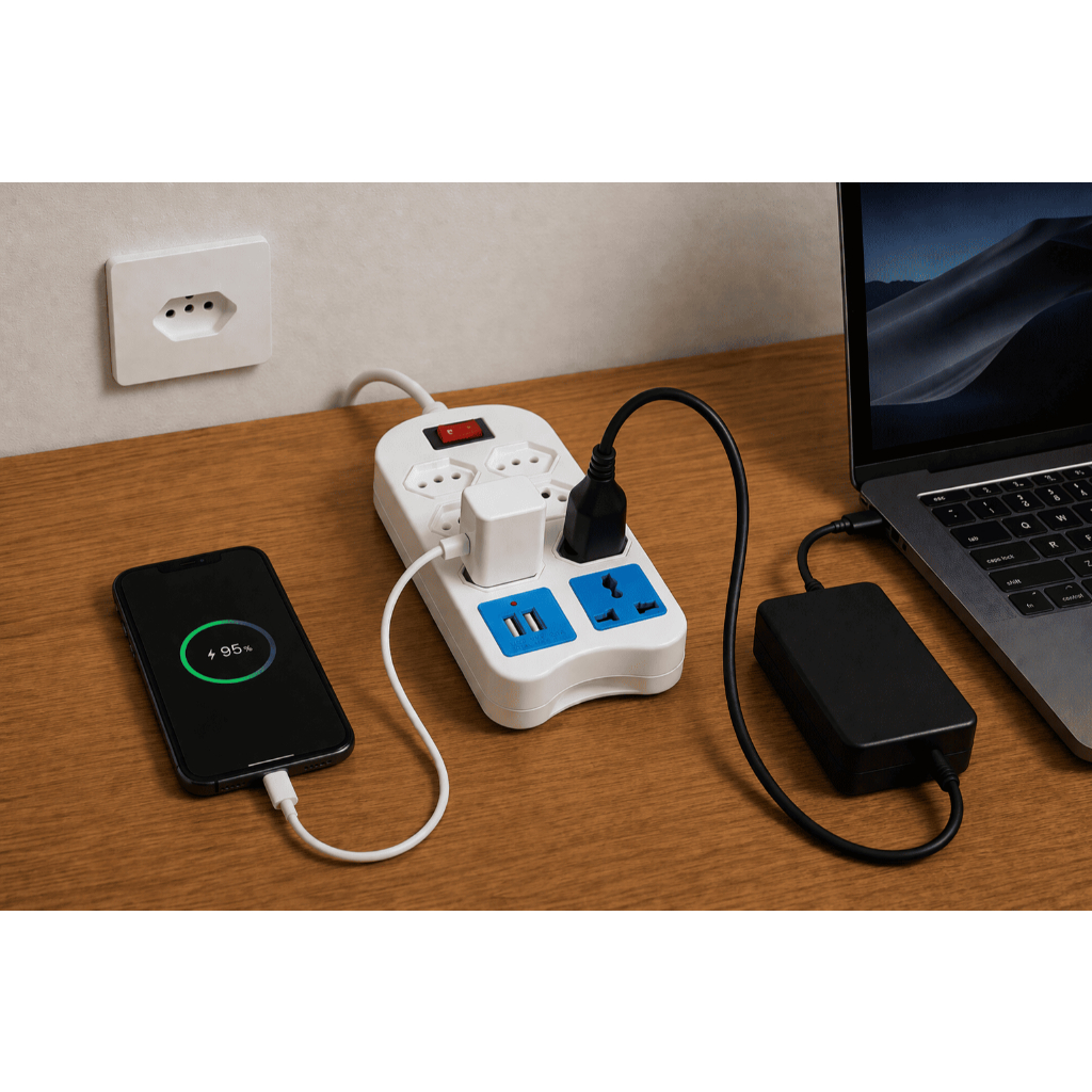 Filtro de Linha Régua 8 Tomadas 5 Metros Bivolt com Carregador USB