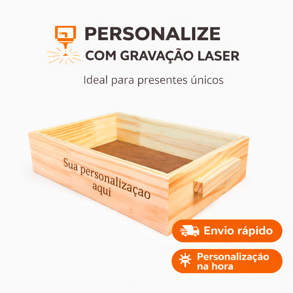 Bandeja Cesta Presente  - Madeira Pinus Café da Manhã Decoração - Personalizada- Envio Rápido em Oferta na Shopee