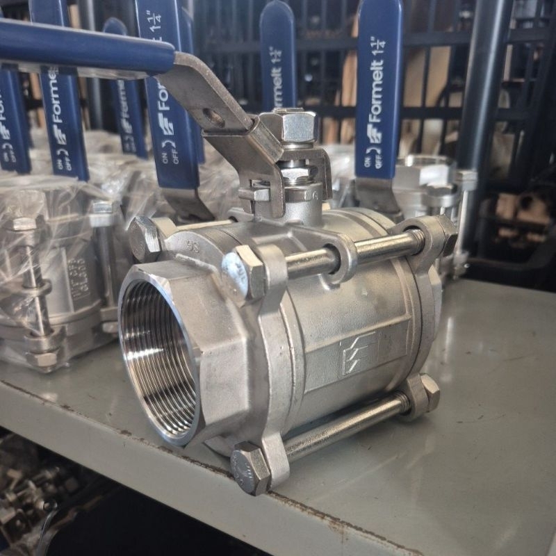 Válvula esfera tripartida total inox plena 2 polegadas