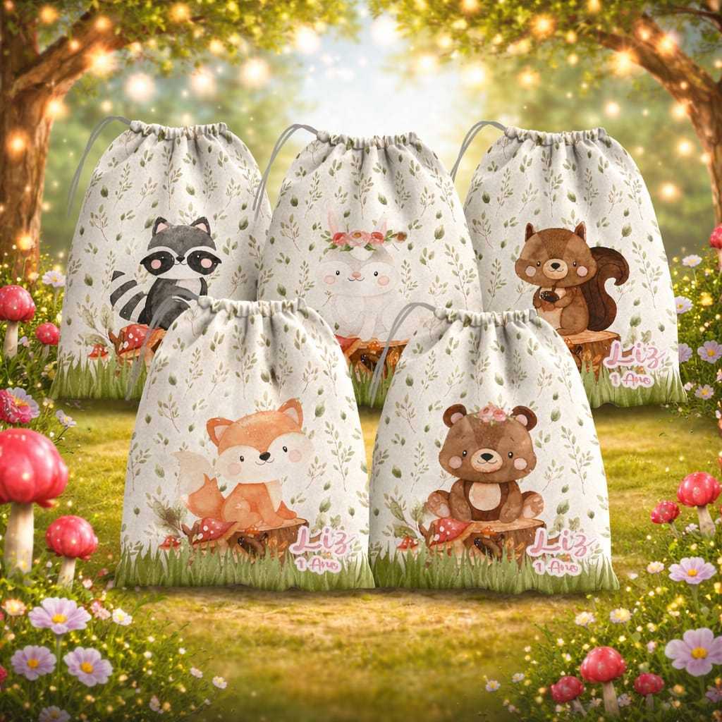 Kit Com 05 Sacolinhas Surpresas Personalizadas Para Aniversário Lembrancinhas Decoração