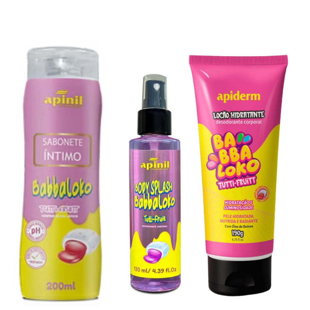 Kit Hidratante Corporal + Body Splash + Sabonete ínitimo aroma Tutti Frutt - Apinil