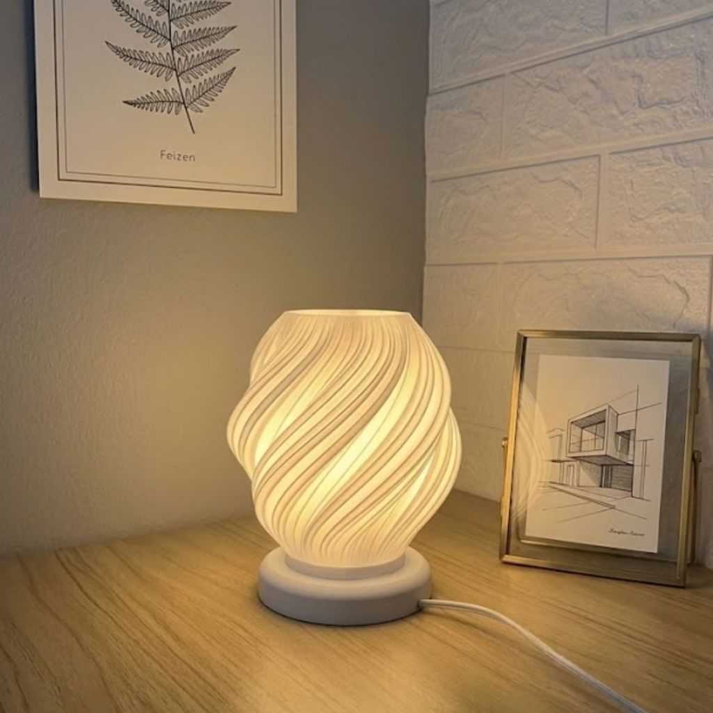 Luminária de Mesa Abajur Quarto Decorativa Minimalista  3D com Luz Cabeceira Noturna Nébula