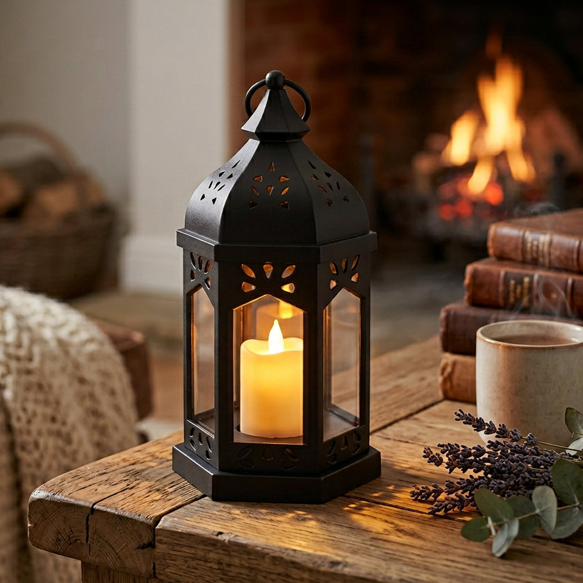 Vela LED Marroquina 18cm Lanterna Decorativa Luz Quente Ambiente Aconchegante Vintage