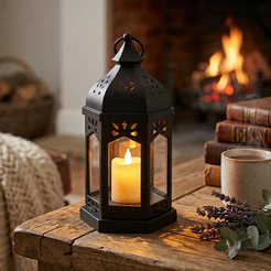 Vela LED Marroquina 18cm Lanterna Decorativa Luz Quente Ambiente Aconchegante Vintage