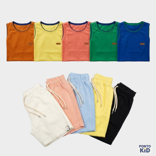 Kit Conjunto Infantil 10 peças Regata + Short Linho Estilo Mauricinho Roupa de Menino 1 ao 12 Anos Confortavel estilosa