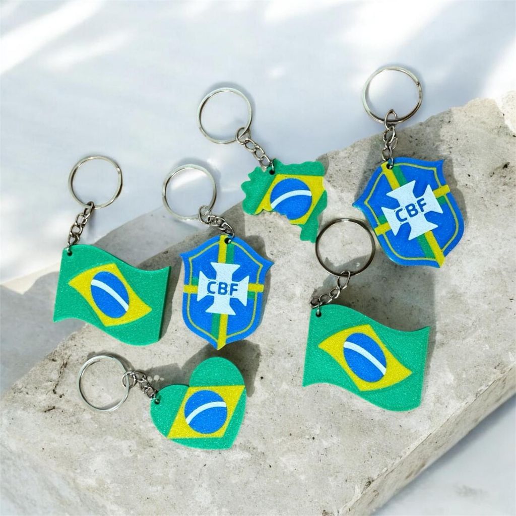 Kit 10 Chaveiros Brasil Copa do Mundo em 3D Seleção Brasileira