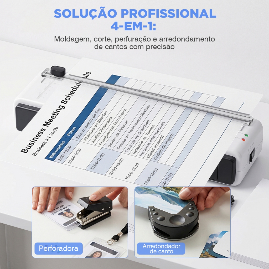 Plastificadora Laminadora A4/A5/A6 4 em 1 com Refiladora 110/220V Quente/frio MECOLOUR · foto 2