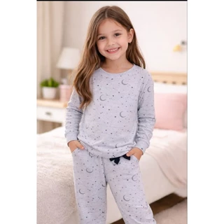 Pijama Infanto Juvenil Inverno com Estampa Rotativa de Estrelas na cor Mescla da Marca Junkes Baby -