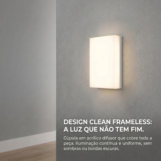 Arandela LED Externa Interna Frameless Luminária de Parede 15W Branco Quente 3000K Luz Amarela Bivolt