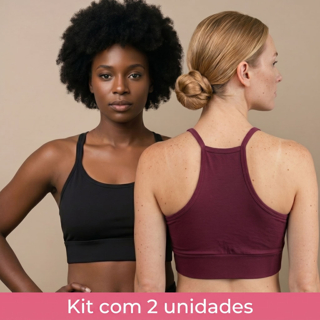 Kit 2 Top Fitness Nadador Com Forro e Alça Fina